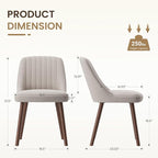 Upholstered Dining Chairs Set of 2, Modern Fabric Kitchen Chairs with Back, Wood Legs for Kitchen Dining Room Restaurant, Camel