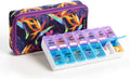 Weekly Pill Organizer 2 Times a Day, Zumd Pill Box 7 Day with Cute Quilted Fabric Zipper Case, Travel Pill Case Am Pm for Vitamin Medicine Organizer