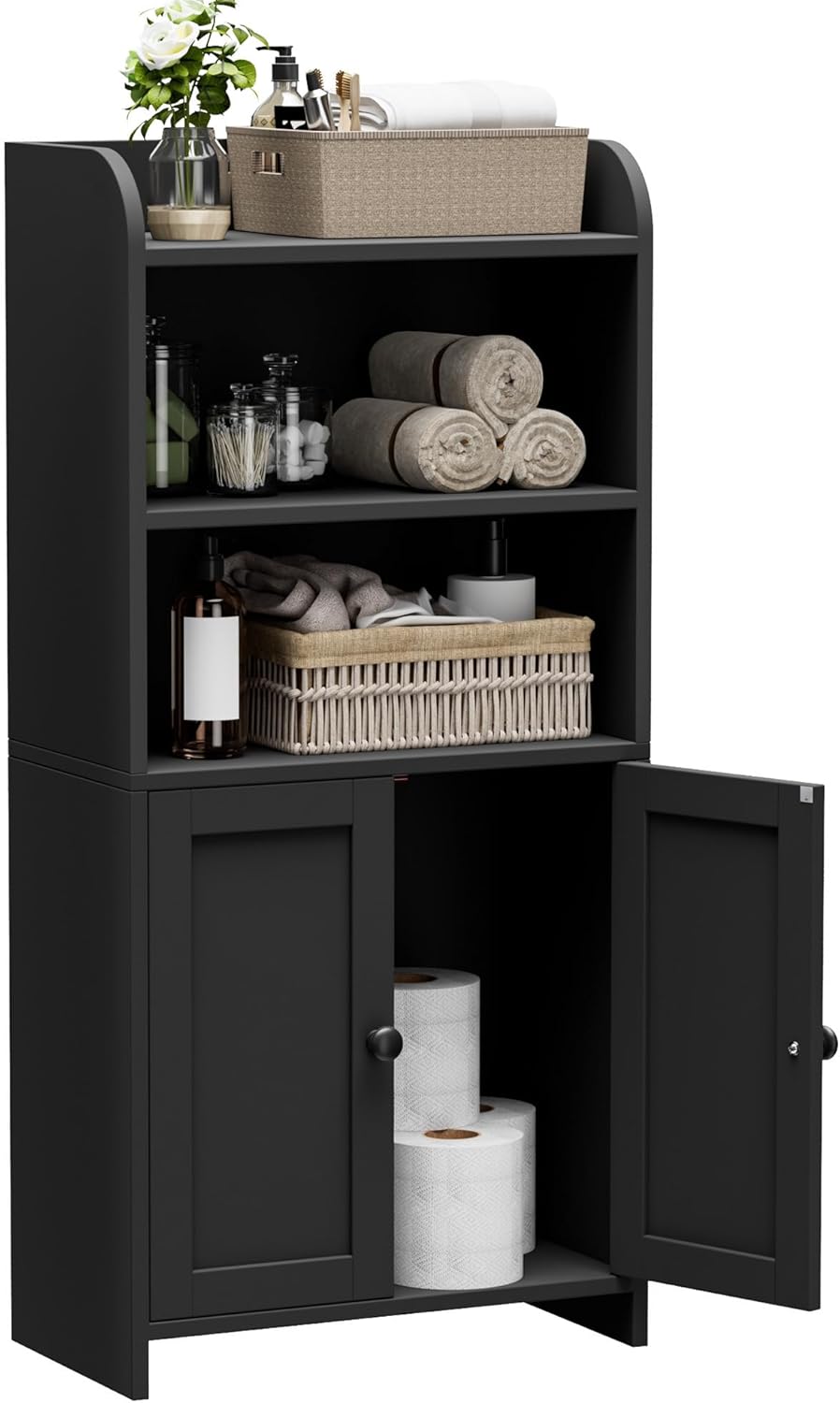 Homhedy Small Bathroom Storage Cabinet, Freestanding Toilet Paper Storage wit...
