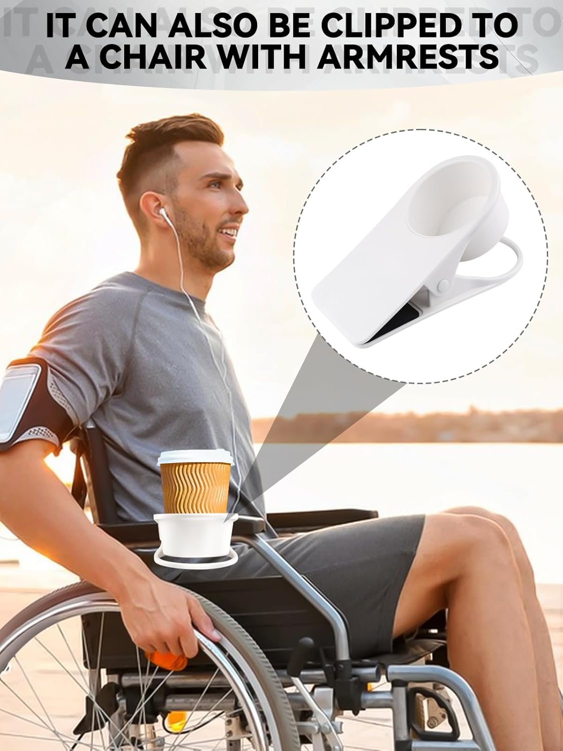 3PCS Drinking Cup Holder Clip, Kalolary Chair Desk Bottle Cup Stand DIY Glass Clamp Storage Saucer Clip for Potted Plant Beverage Soda Coffee Mug Holder Clip for Home & Office (White)