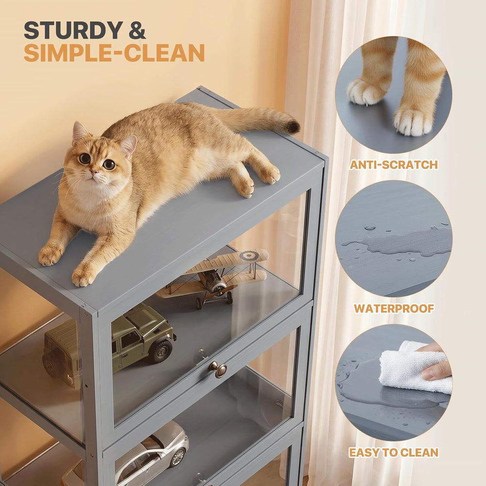 Magshion Display Cabinet, 4-Tier Curio Cabinet with Acrylic Doors | 55" ...