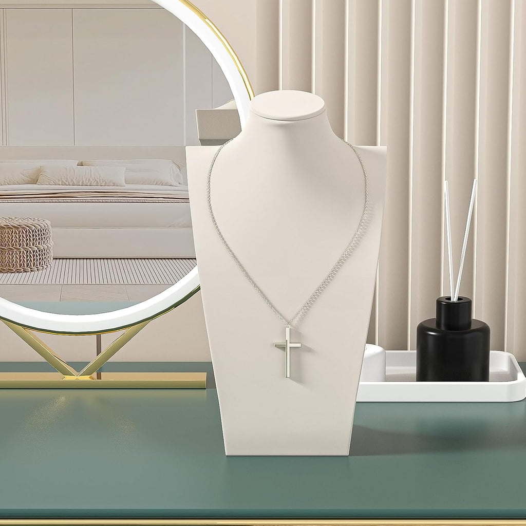 Necklace Bust Stand for Selling, Beige VelvetNecklace Display Holder, Jewelry Necklace Organizer Rack for Home Use or Shop Show (13" Height)