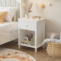 extrasleep Kids Nightstand with Storage Drawer, 27''H Wooden Toddler Night Stand for Boys Girls Toddler, Modern End Table with Shelf for Bedroom Living Room, Kids Small Bedside Table (White)