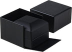 Allure - Luxury Ring Box With LED Light, Square Shaped Elegant Diamond Ring Case, For Unique Proposal, Engagement Or Wedding, Small, Black Velvet Interior Jewelry Display Gift Box For Promise Rings.