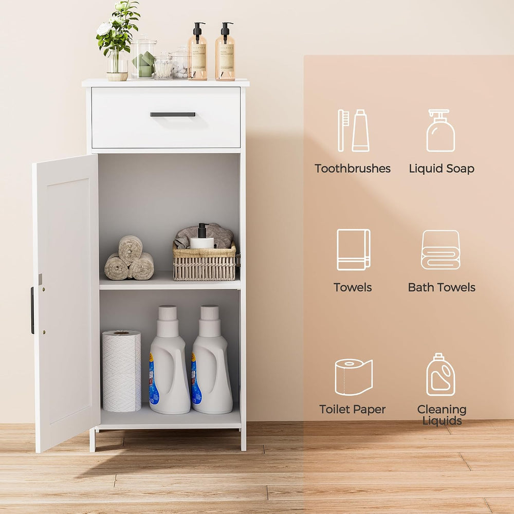 Bathroom Storage Cabinet with Drawer & Adjustable Shelf