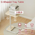 GOYLSER C Shaped End Table for Couch, Height Adjustable Rotatable Couch Tray Tables Sofa Table Tv Trays for Bedroom, Natural Wooden Swivel Side Table for Small Spaces