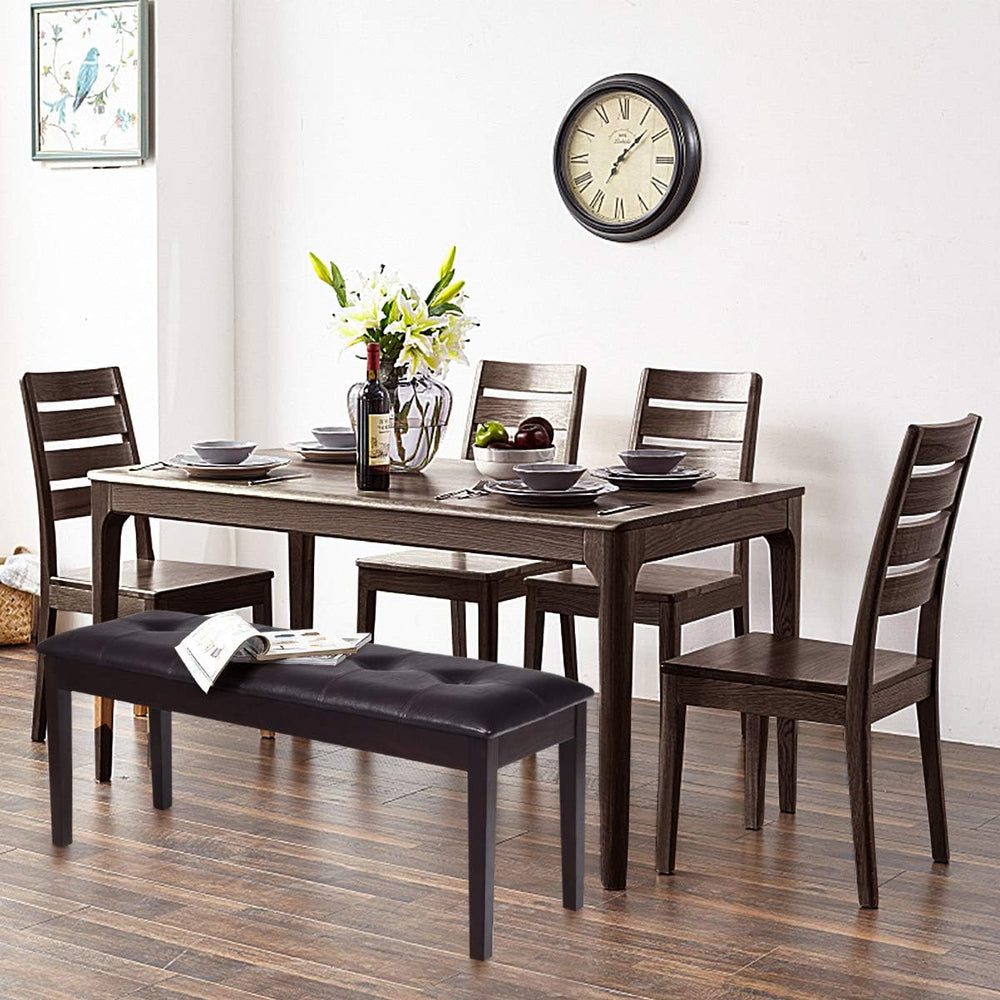 Upholstered Dining Bench Seat with PU Leather, End of Bed Bench | Button-Tuft...