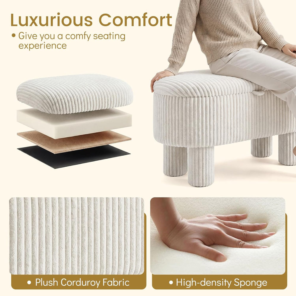 Giantex 42'' Storage Ottoman Bench, Corduroy Fabric Upholstered End o...