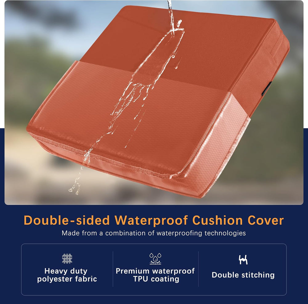 Favoyard Outdoor Patio Seat Cushions Set, 22 x 22 Inch, Waterproof, Red