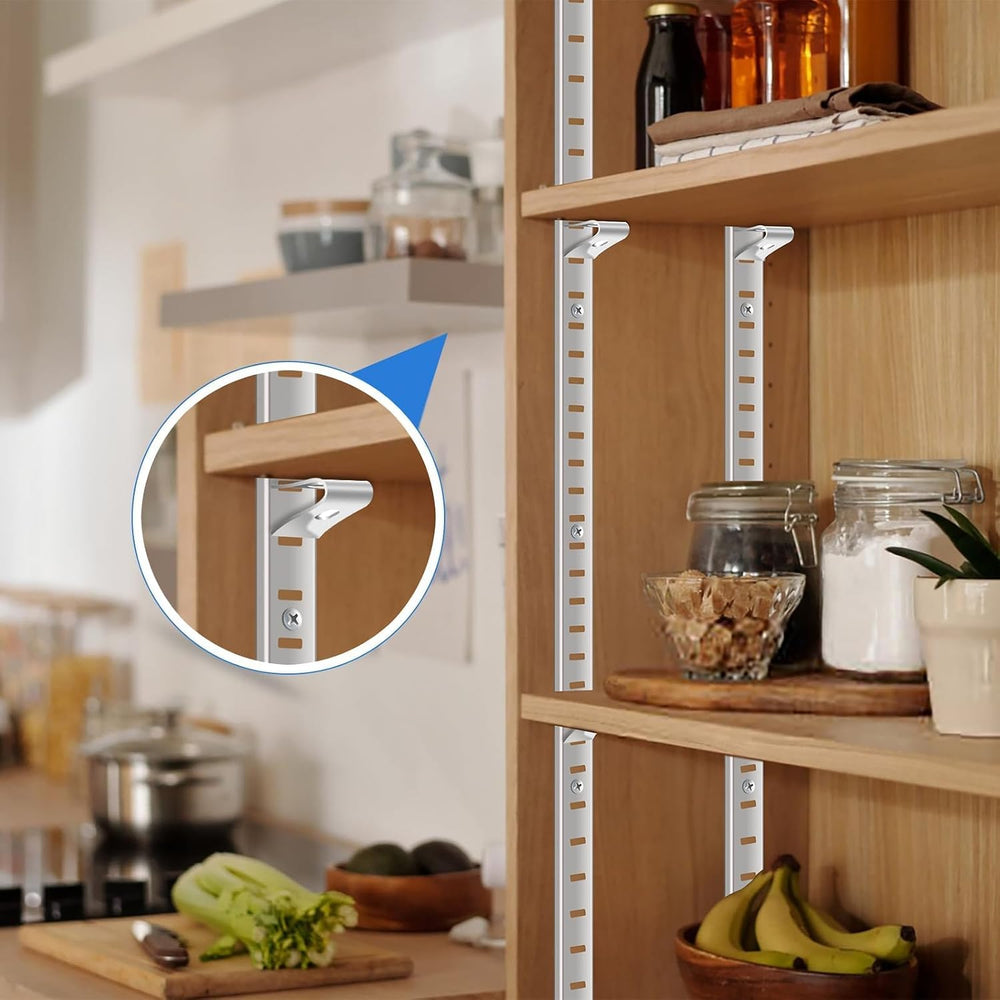 8 Pcs 40 Inch Shelf Pilaster Tracks and 24 Pcs Shelf Clips