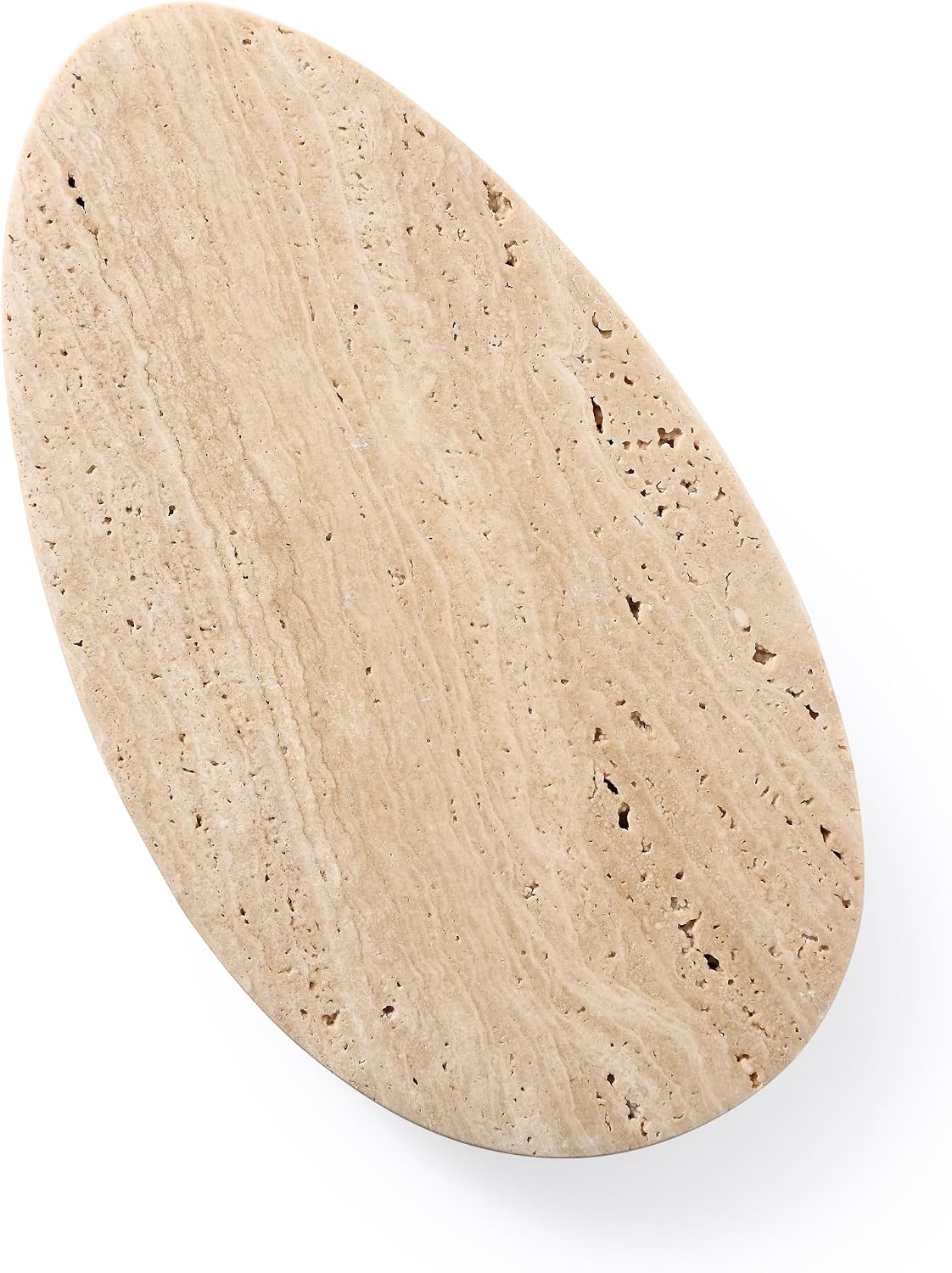 Natural Travertine Tray for Jewelry & Candle Holder | Unique solid stone with natural veining & holes. Versatile catchall for bathroom, vanity, entryway, or coffee table.