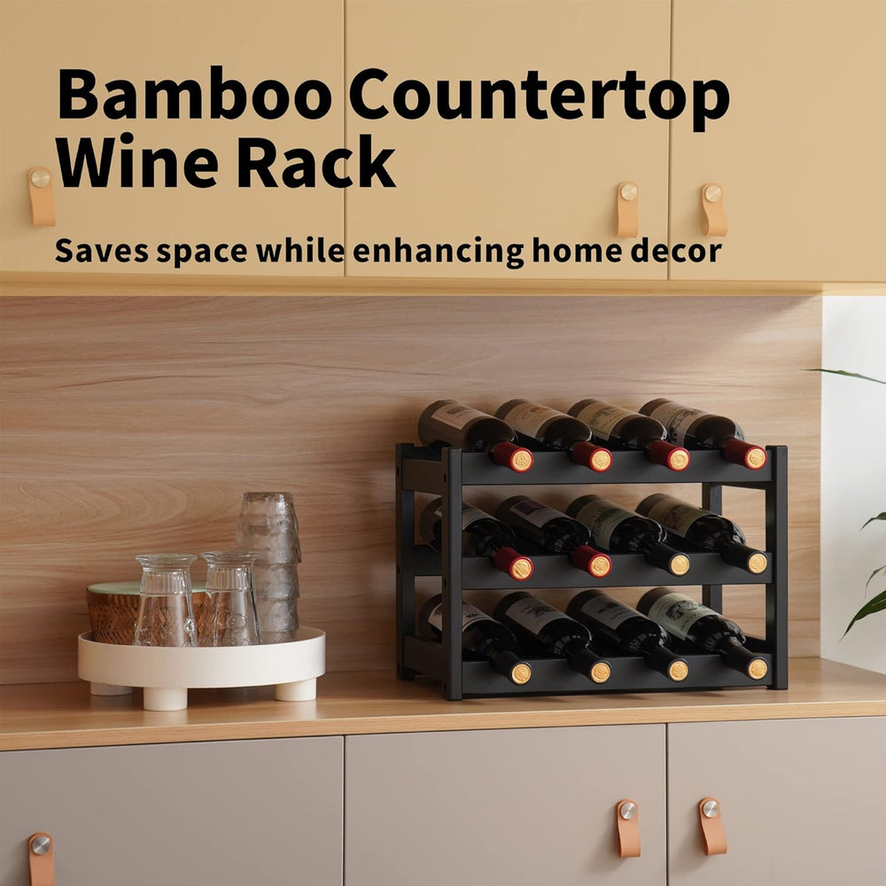 VASMIA Bamboo Wine Rack, Sturdy and Durable Wine Storage Cabinet Shelf, Wine ...