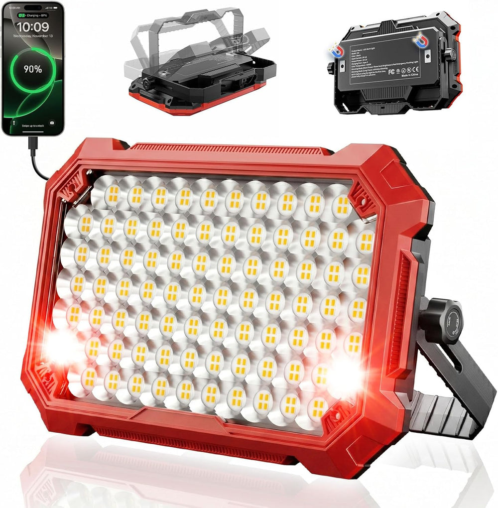 LED Portable Work Light，13000mAh Rechargeable Magnetic 10000LM Flood Light