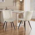 Dining Chair Set of 2 PU Leather Dining Room Chairs Upholstered Comfy Dining Chairs Modern Kitchen Armless Side Chair with Sturdy Metal Legs,Beige