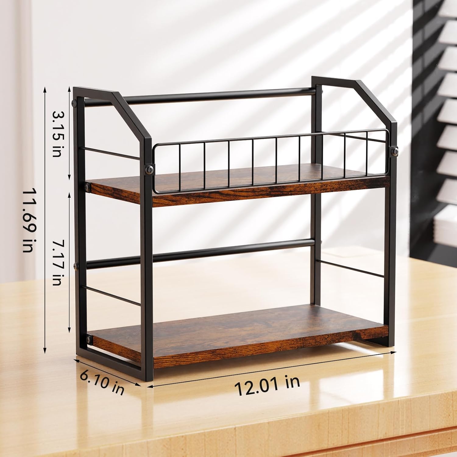 2-Tier CD Holder, Clear CD Storage Rack for Non-slip Feets, CD Organizer with Dispay Top Shelf, Premium CD shelf for Home Office, Holds Up to 60 Standard Rectangular Jewel Cases (Brown)