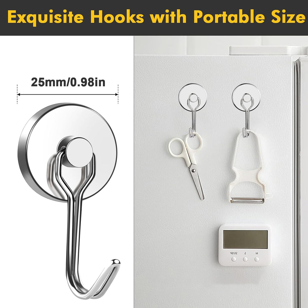 MIKEDE Magnetic Hooks, 80LB+ Swivel Swing Strong Magnetic Hooks Heavy Duty,Neodymium Cruise Hooks Magnets for Hanging, Home, Workplace, Metal Door, Office and Garage - Pack of 4