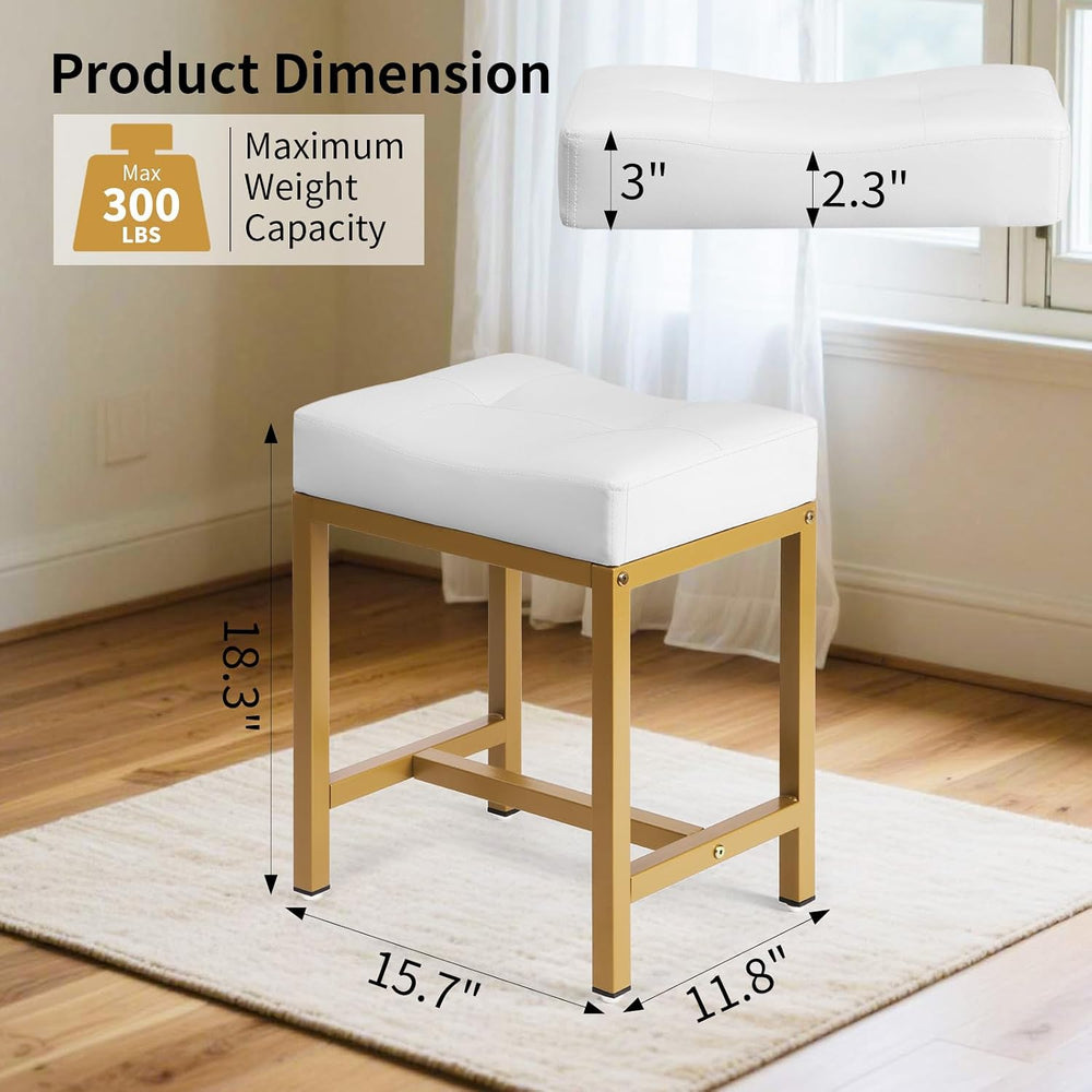 Saddle Seat Vanity Stool, Makeup Stool Chair with Metal Leg, U-Shaped PU Leat...