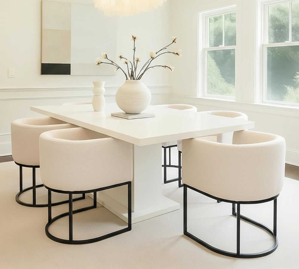 HNY Mid Century Modern Upholstered Barrel Dining Chairs with Arms Set of 2, L...