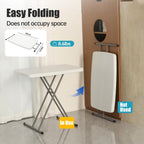 Adjustable Folding Table – 30" x 20" Foldable Desk with 5 Height Settings (18", 25", 29"), Lightweight Small Table for Camping, Outdoor, Indoor, Bedside Use, Portable White Granite Table