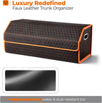 Car Organizers and Storage - Trunk Organizer for Suv Car,Car Trunk Leather Storage Box,Extra Large,Magnetic Lid,Collapsible and Adjustable