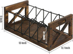 FARM IN CD Storage Holder, 5-Slot Farmhouse Industrial CD & DVD Storage Rack with Handles, Barn Door “X-Cross” Design, Rustic Solid Burnt Wood and Black Metal Wire