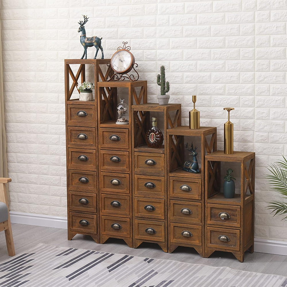 Vintage Bedside Table with Open Shelf and 2/3 Drawer Bedroom Nightstand Table...