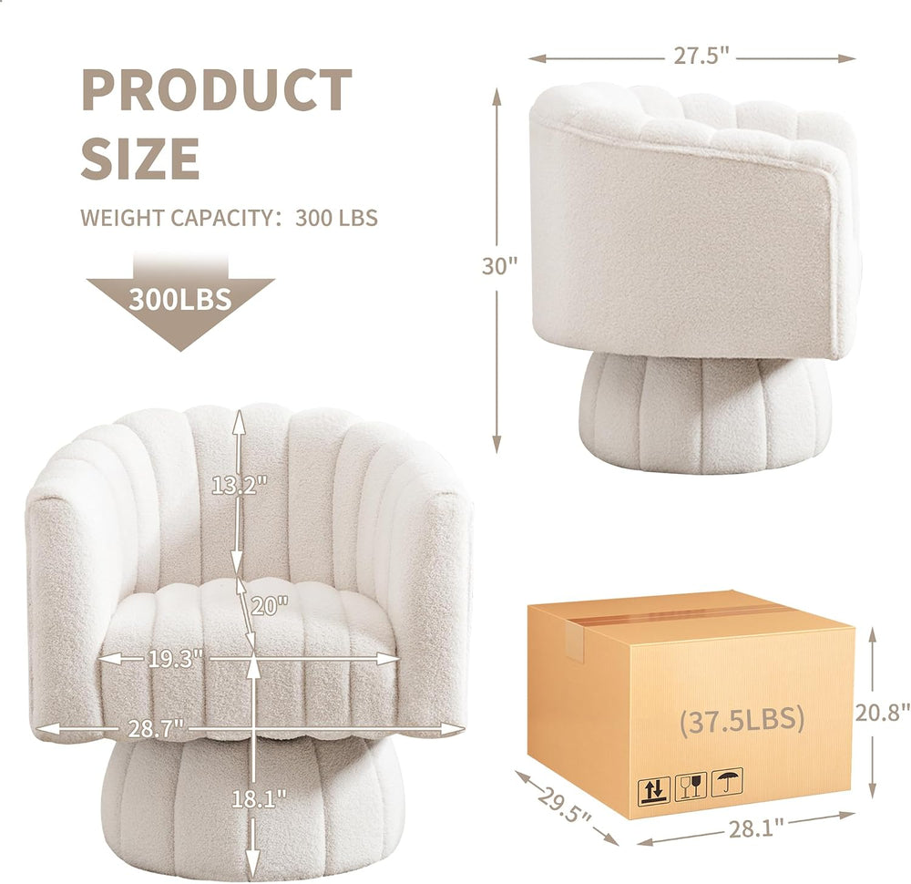 Swivel Accent Barrel Chair Set of 2- Cute Comfy Small Round 360° Arm Chair Te...