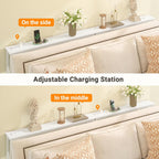 ELYKEN 2 Pack 5.9" Narrow Console Sofa Table with Power Outlets, Total 78.8” Long Behind Couch Table with Charge Station and 4.9’ Extension Cord for Living Room, 5.9" D x 78.8”W x 29.5”H, White