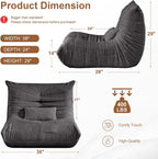 Bean Bag Chair for Adults, Giant Bean Bag Chairs with Lumbar Pillow, Oversized Corduroy Memory Foam Boneless Chair with High-Rebound, Lazy Floor Sofa for Reading Gaming Living Room Bedroom, Grey