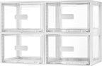 Vtopmart 4 Pack 18QT White Stackable Storage Drawers,Easily Assemble Acrylic Closet Organizers,Plastic Storage Bins for Bathroom,Cabinet,Kitchen Pantry,Under Sink Organization