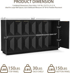 Yechen 118" Black Sideboard Buffet Cabinet with Storage, Modern Credenza with 3D Geometric Pattern Doors & Adjustable Shelves, Accent Wood Media Console Table for Living Room, Kitchen/2 Pieces