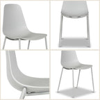 Poly & BARK Isla Modern Kitchen Chairs Set of 4 - Plastic Dining Chair with Metal Legs - Quick Assembly Simple Cafe Chairs Plastic for Indoor or Outdoor - Feather Grey