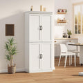 70 Inch Tall Pantry Cabinet, Wood Kitchen Storage Cabinet with 4 Doors & Adjustable Shelves, Modern White Pantry Organizer Cupboard for Dining Room, Living Room
