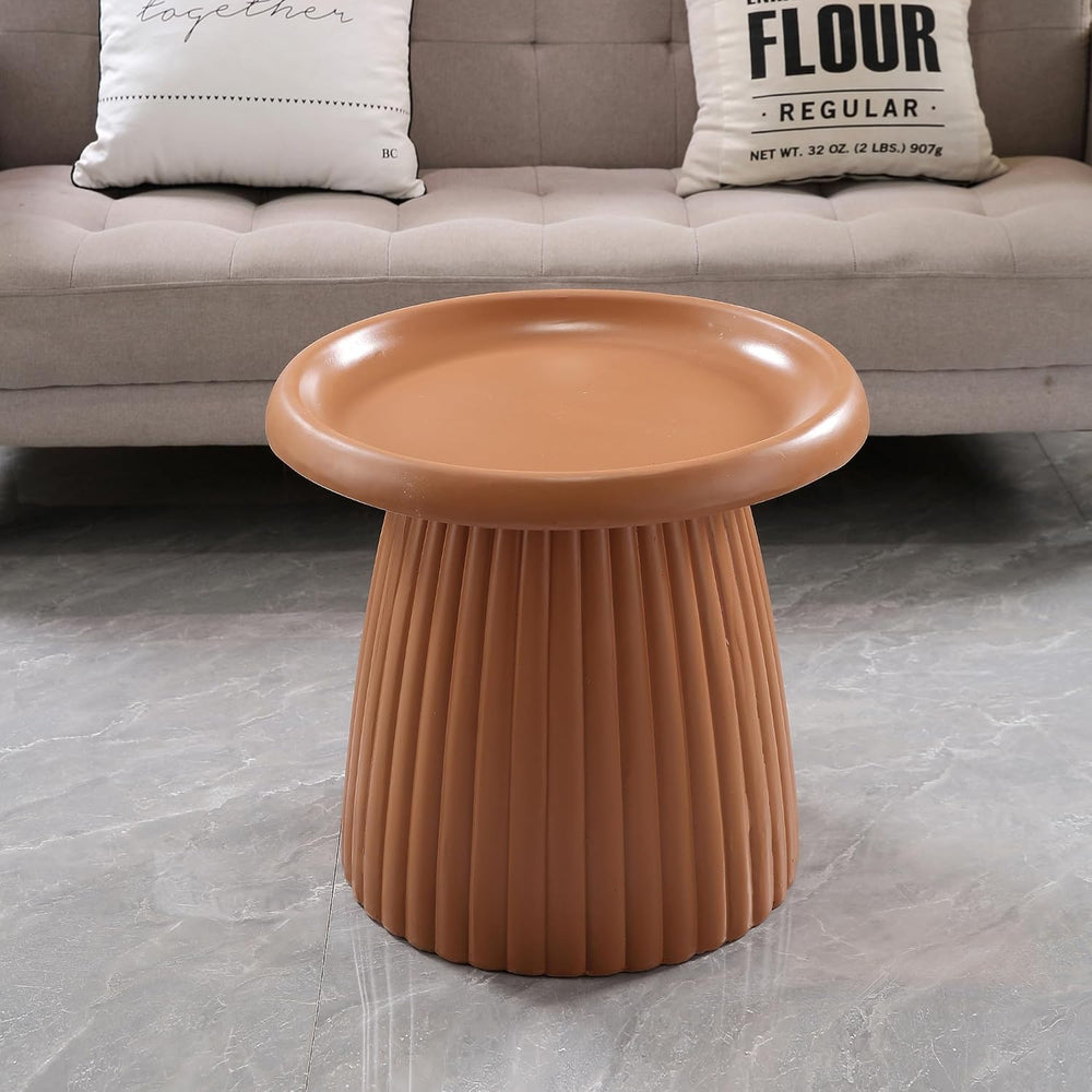 19.69" Round Light Terracotta MGO End Table for Indoors and Outdoors, Mi...