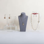 GemeShou Grey necklace storage organizer for sale, Velvet necklace holder stand, jewelry bust display stands, Jewelry Mannequin for Countertop, Showcase【Grey-Small height 7.68 inch】