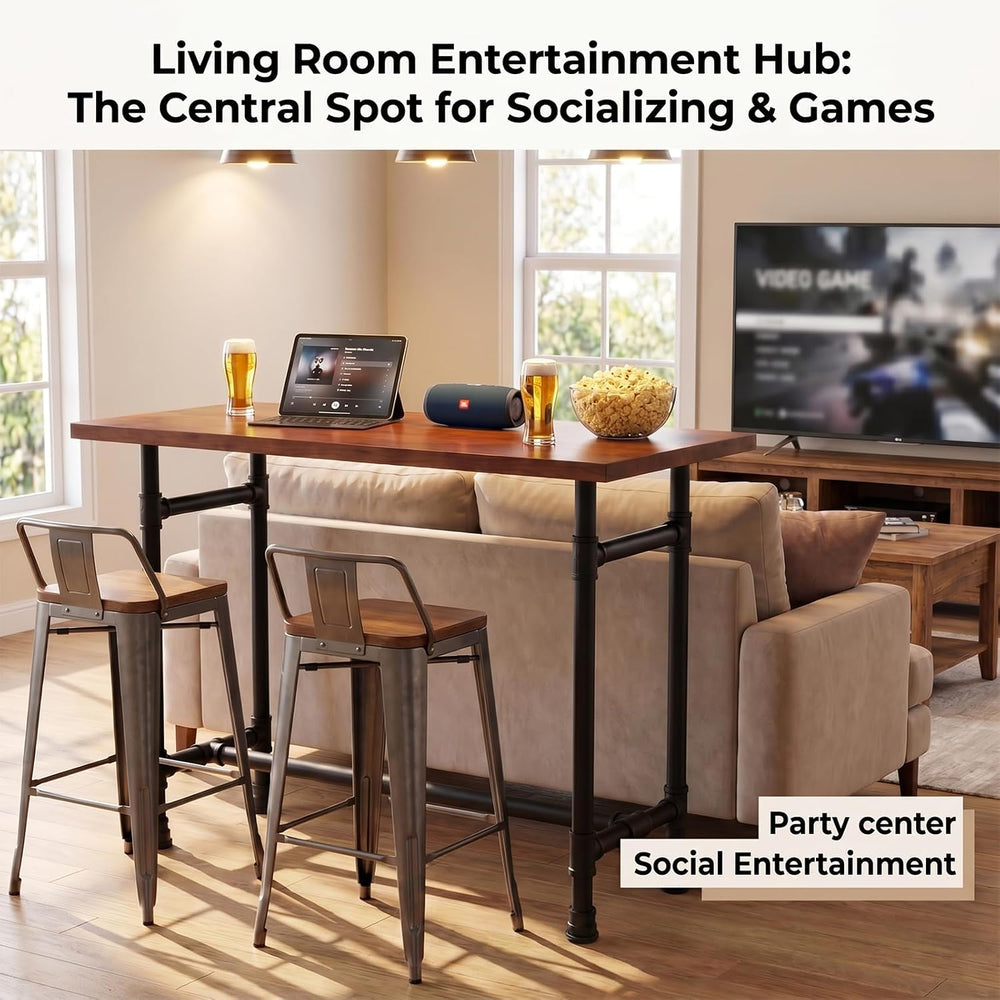 Industrial Pipe Small Dining Table for Two, 31.5" Compact Bar Table with...