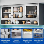 ZZV 59” Kitchen Wall Cabinet, Stainless Steel Wall Mounted Cabinet with Adjustable Shelves, Industrial Wall Storage Cabinet for Garage, Warehouse, No Assembly Required, 11.82D x 59.06W x 27.56H in