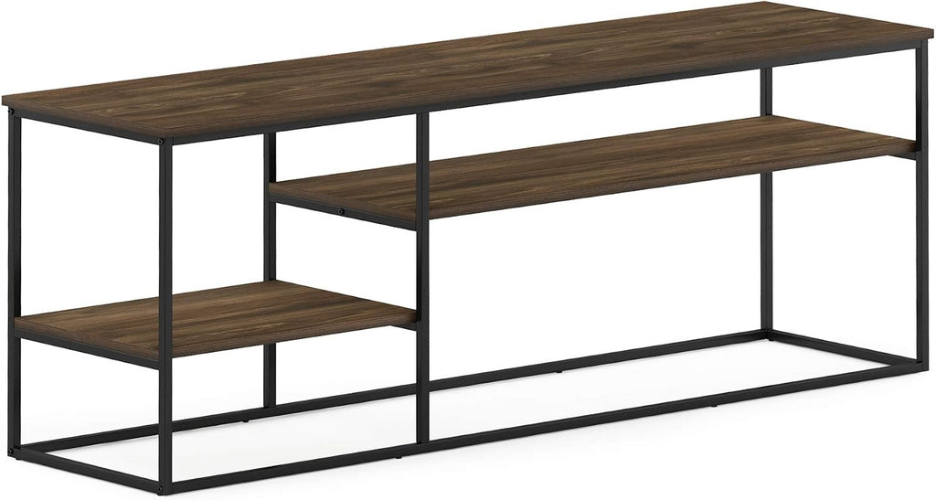 Furinno Moretti TV Stand for TVs up to 65 Inch, 3-Tier Rustic Brown Entertainment Center, Open Back TV Console with Cable Management, for Living Room, Bedroom, Brown Walnut