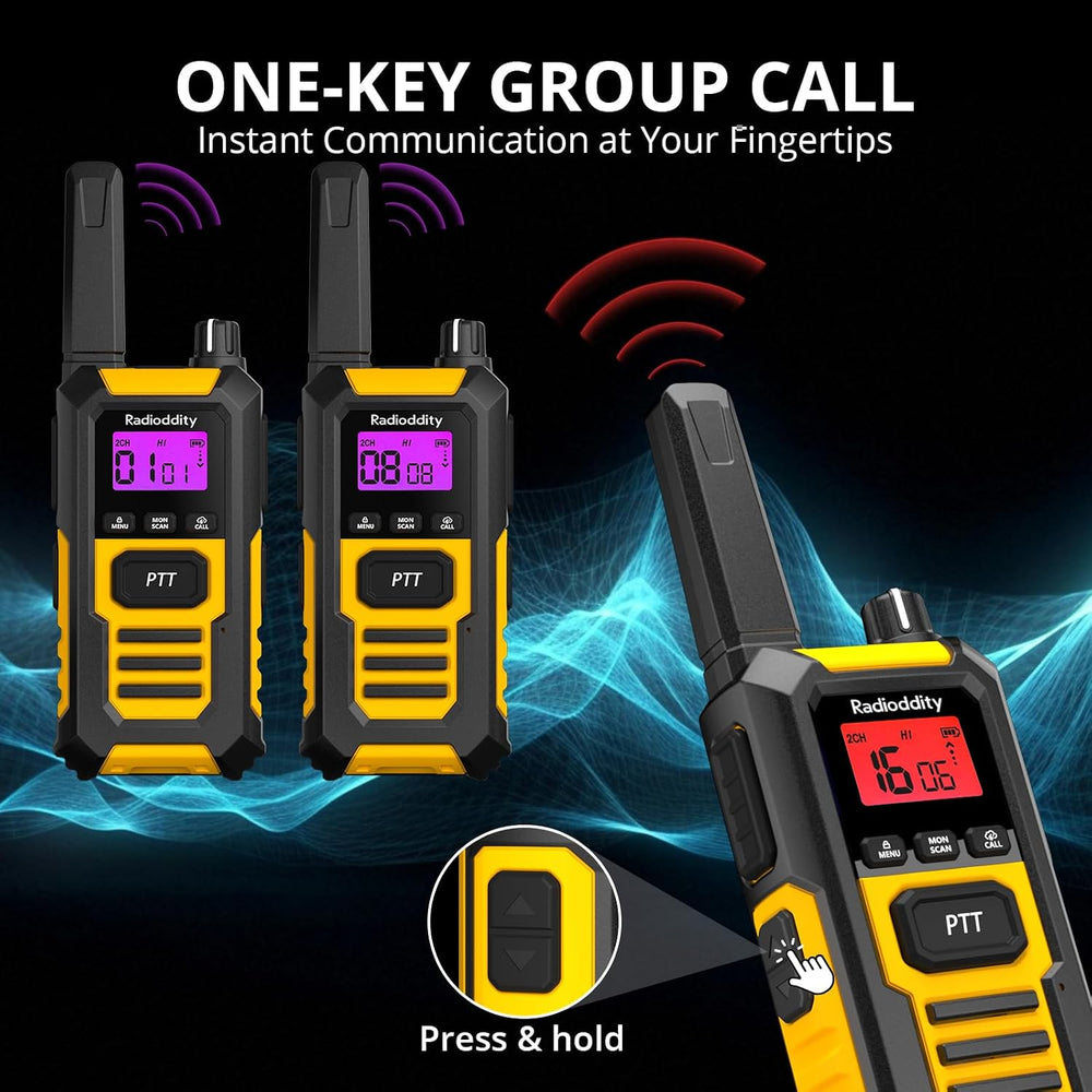 Radioddity HD-1 Waterproof Walkie Talkies IP67 Heavy Duty Floating, 2 Pack