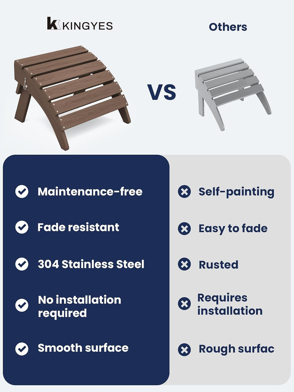 Folding Adirondack Ottoman for Adirondack Chair, Brown