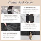Garment Rack Cover,600D Heavy Duty Waterproof Clothing Rack Cover,Clothes Rack Cover with Zipper for Metal Garment Rack（47.2"W x 17.7"D x 80.7"H,Cover Only)