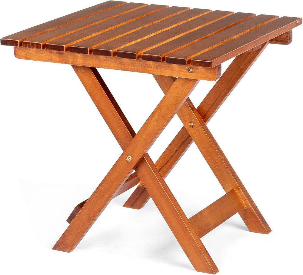 Outvita Wood Folding Side Table, Square, Teak