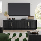TV Stand for 75 Inch TV, 67" Entertainment Center with Arched Design, Minimalist Media Console with Adjustable Shelves, Modern TV Stand for Living Room Bedroom, Black