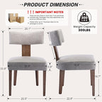 HNY Mid Century Modern Dining Chairs Set of 6, Farmhouse PU Leather Upholstered Accent Chair Curved Backrest Kitchen Chairs, with Hardwood Frame, Grey