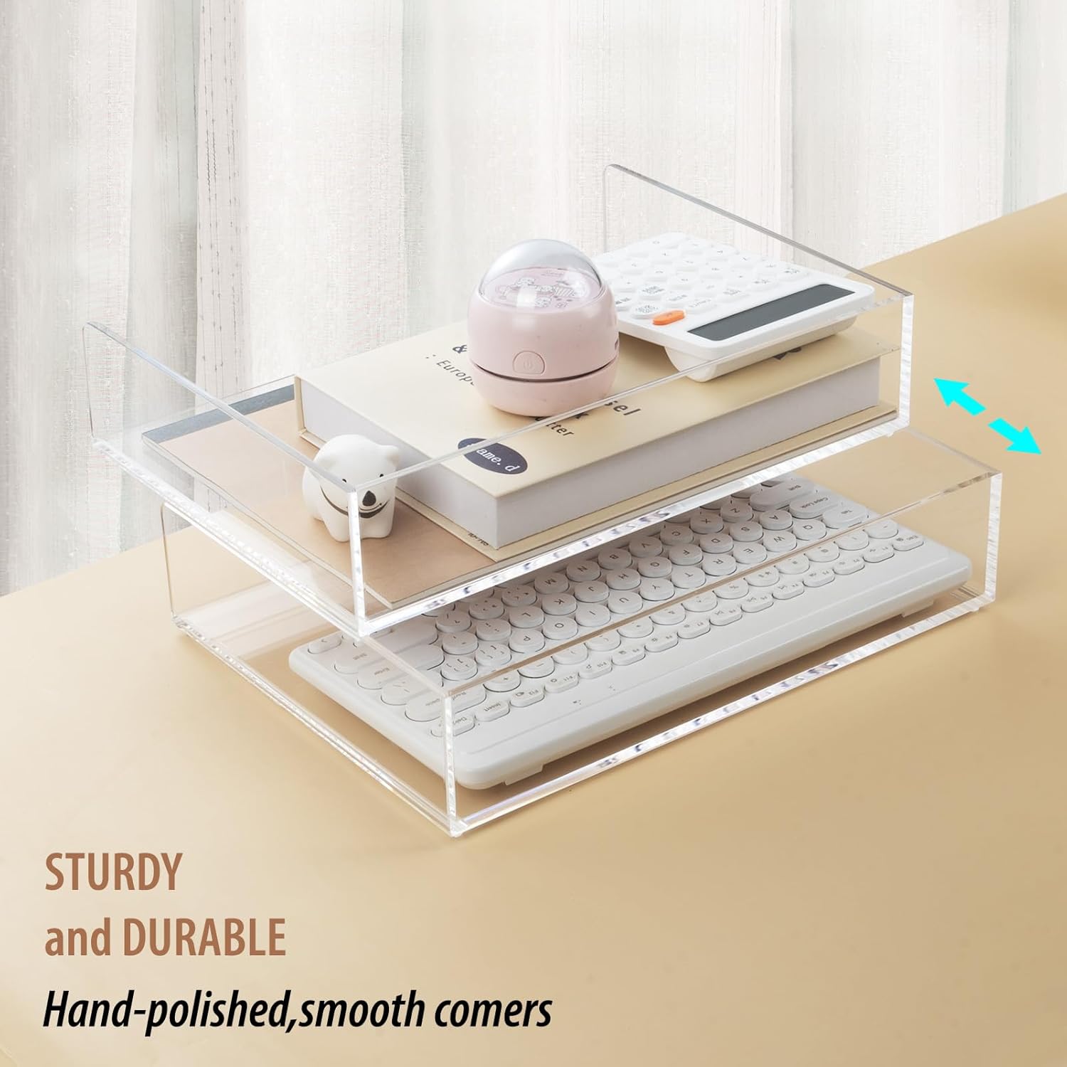 4 Pack Acrylic Paper Tray Organizer for Desk Clear File Organizer,Acrylic Desk Organizers and Accessories Sorter,Perfect for File Paper, Ipad, Letter, A4 Office File, Books, Notes.