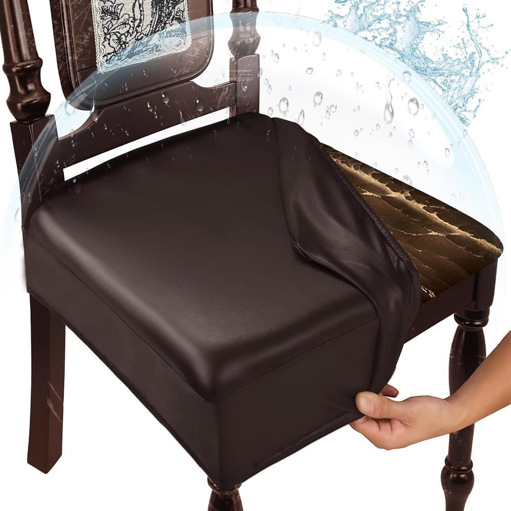 Waterproof Dining Chair Seat Covers Leather Kitchen Seat Covers, Stain Resist...