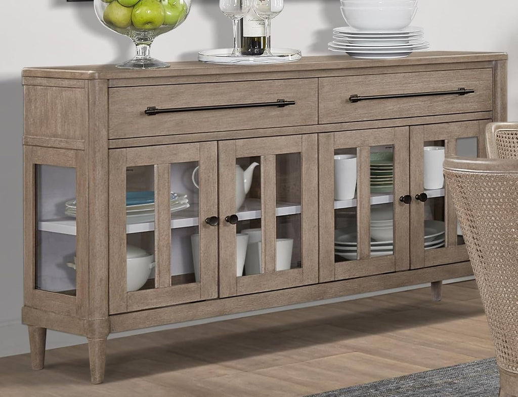 Dining Cabinet with Glass Doors and Ample Storage Space,for Kitchen
