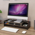 Desktop Computer Elevated Stand 48.8x20x10.5cm, Wooden Monitor Riser with Drawer, Organizer Shelf for Laptop, Printer, PC, TV Screen, Home, Dorm, Office