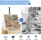 White Kids Bookshelf Wood Toy Storage Organizer Cabinet Children Bookcase Toddler Baby Sling Book Rack Adjustable Shelf for Playroom Bedroom Nursery Hallway School Kindergarten