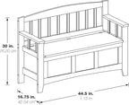 OSP Home Furnishings Metro Mission Style Wood Entry Way Bench with Storage, Sierra Snow White Finish